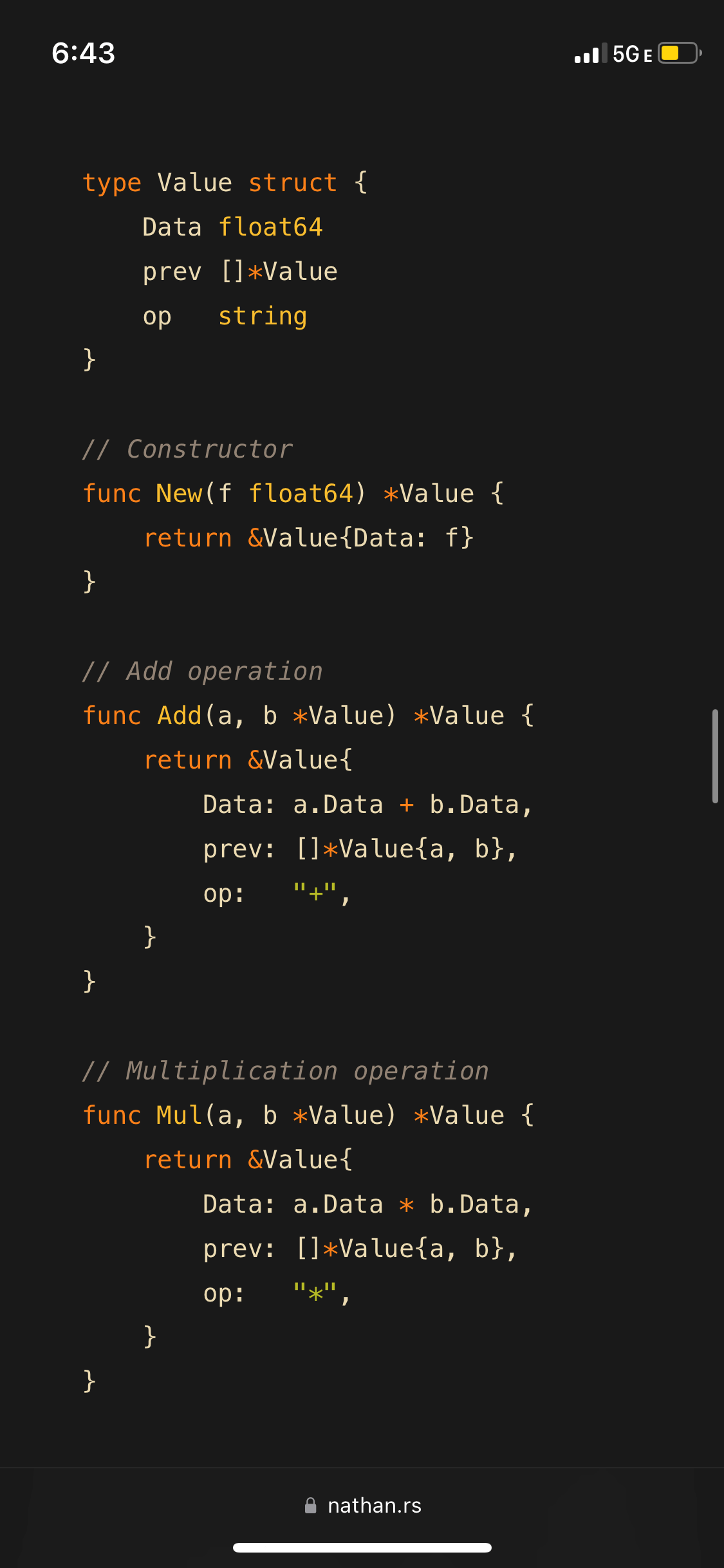 nathan.rs short code block, no issue